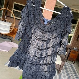 Crochet Denim 24/7 1X super flattering 3/4 sleeve sweater